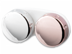 Контейнер для контактних лінз з дзеркальним покриттям - рожевий / сріблястий 