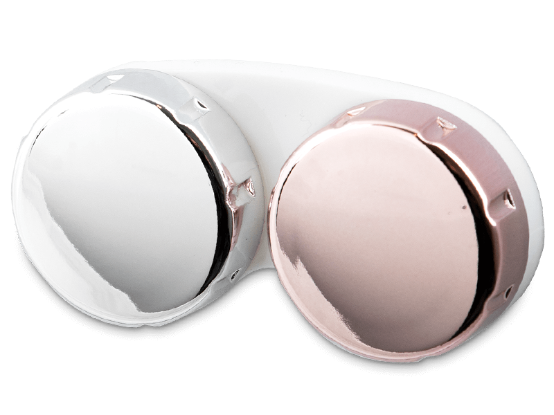 Контейнер для контактних лінз з дзеркальним покриттям - рожевий / сріблястий 