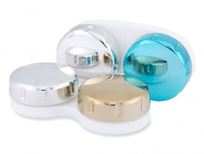 Контейнер для контактних лінз з дзеркальним покриттям -  блакитний / сріблястий 