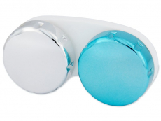 Контейнер для контактних лінз з дзеркальним покриттям -  блакитний / сріблястий 